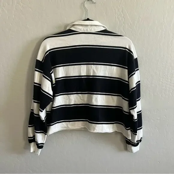 H&M Cropped Striped Long Sleeve top polo - Picture 2 of 3